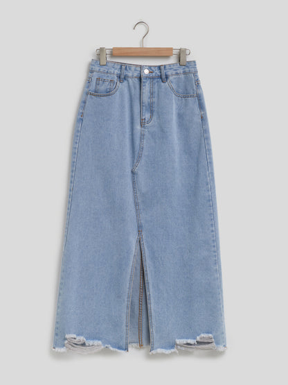تنورة من الدنيم بشق على شكل حرف A 117227
