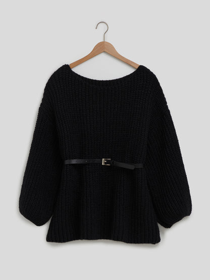 Belted Knit Pullover 116269