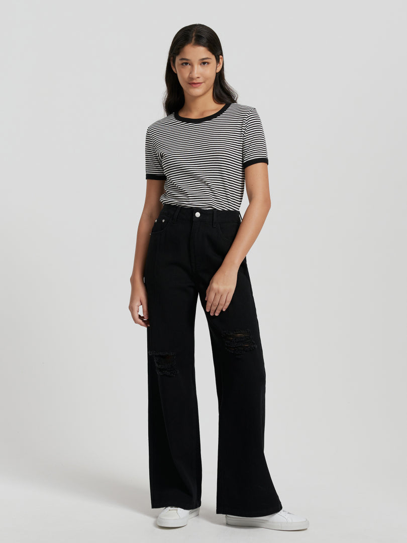 Ripped Straight Leg Jeans 112445