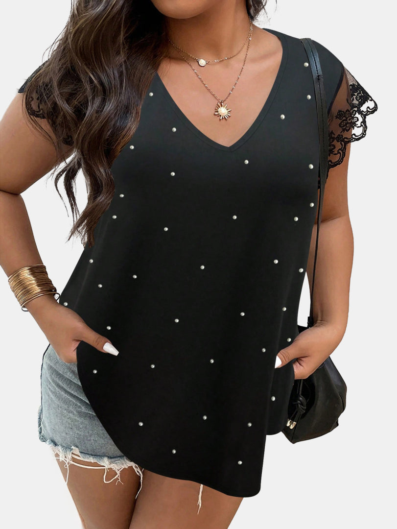 Plus Size Patchwork Plus Size Tops 1253382