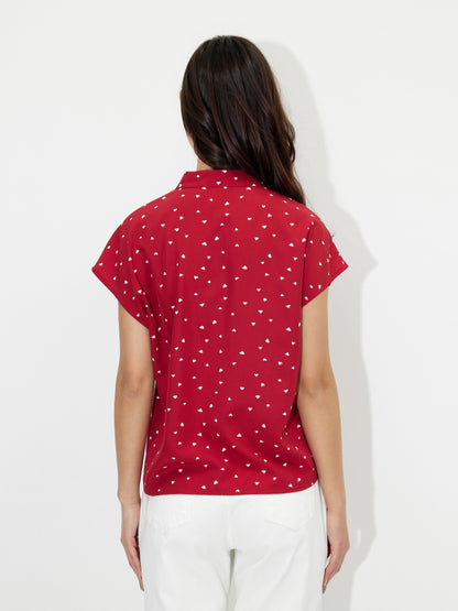 Polo Collar Printed Top  121324