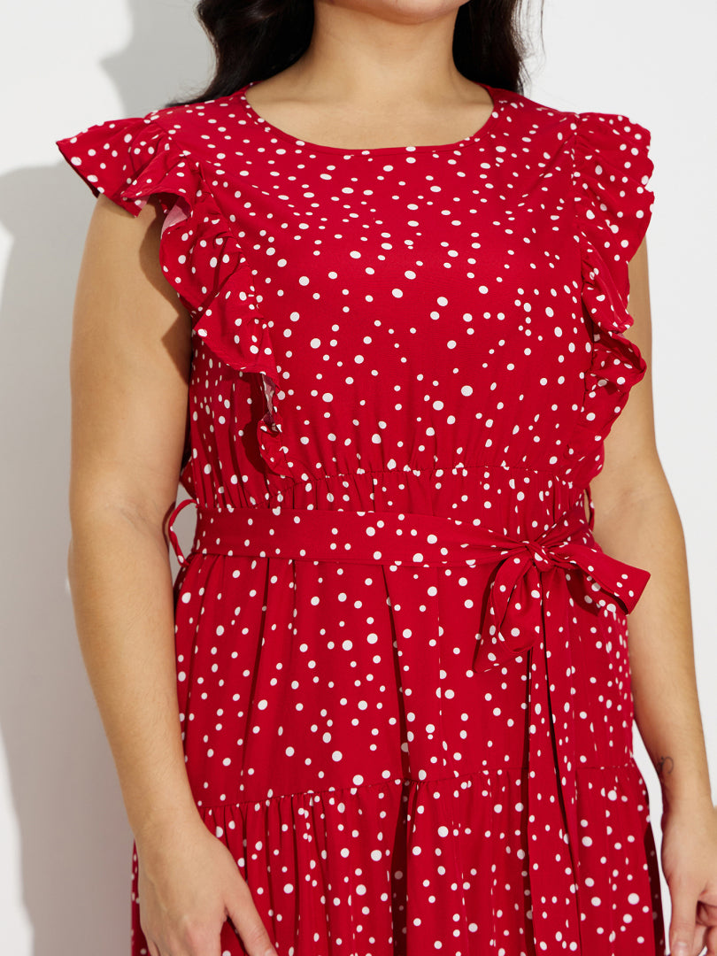 Plus Size Ruffle A-Line Dress 121189