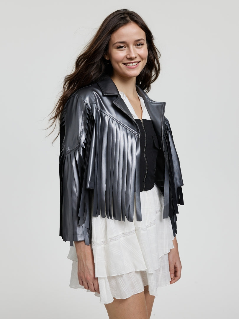 Cropped Fringed Jacket 116420