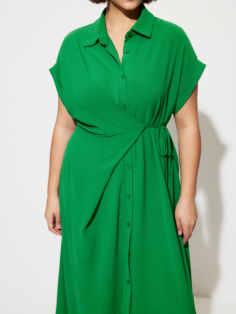 Plus Size Asymmetric Shirt Dress 1280962