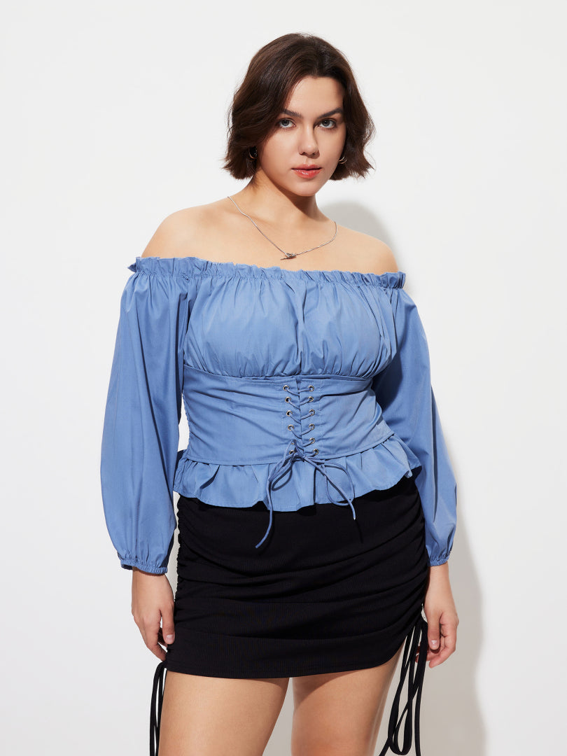 Plus Size Lace Up Plus Size Tops 1277082