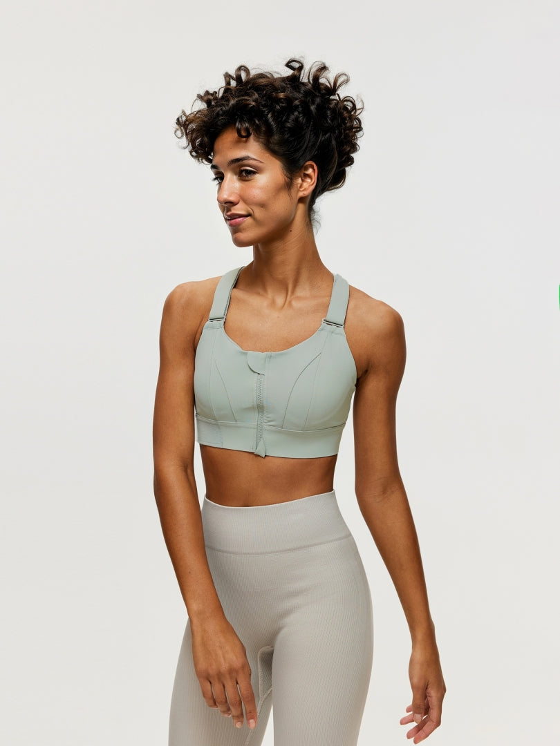Zippered Criss Cross Back Sports Bra 106507