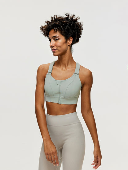 Zippered Criss Cross Back Sports Bra 106507
