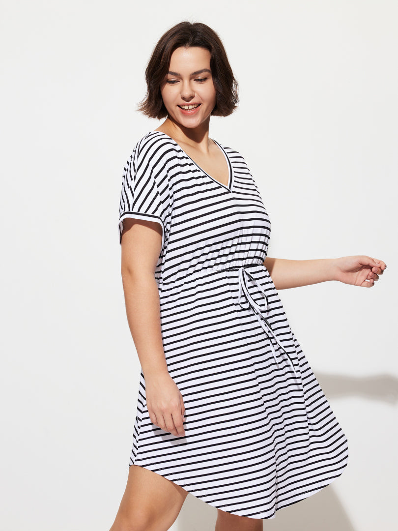 Plus Size Drawstring A-Line Dress 1283302