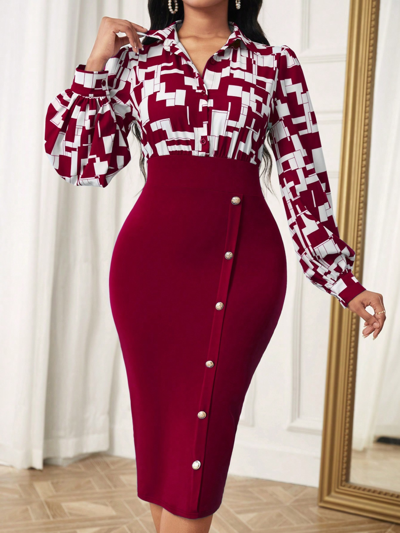 Buttoned Shirt Dress 1293812
