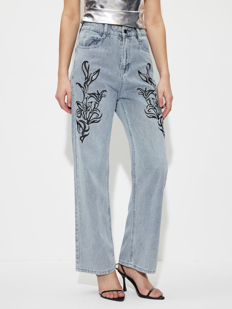 Beaded Straight Leg Jeans 1264872