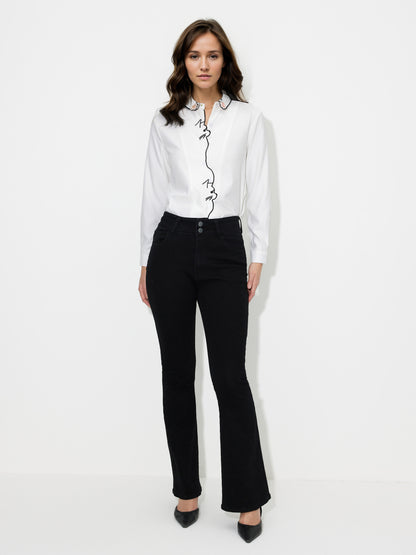 Contrast Stitch Placket Blouse 119309