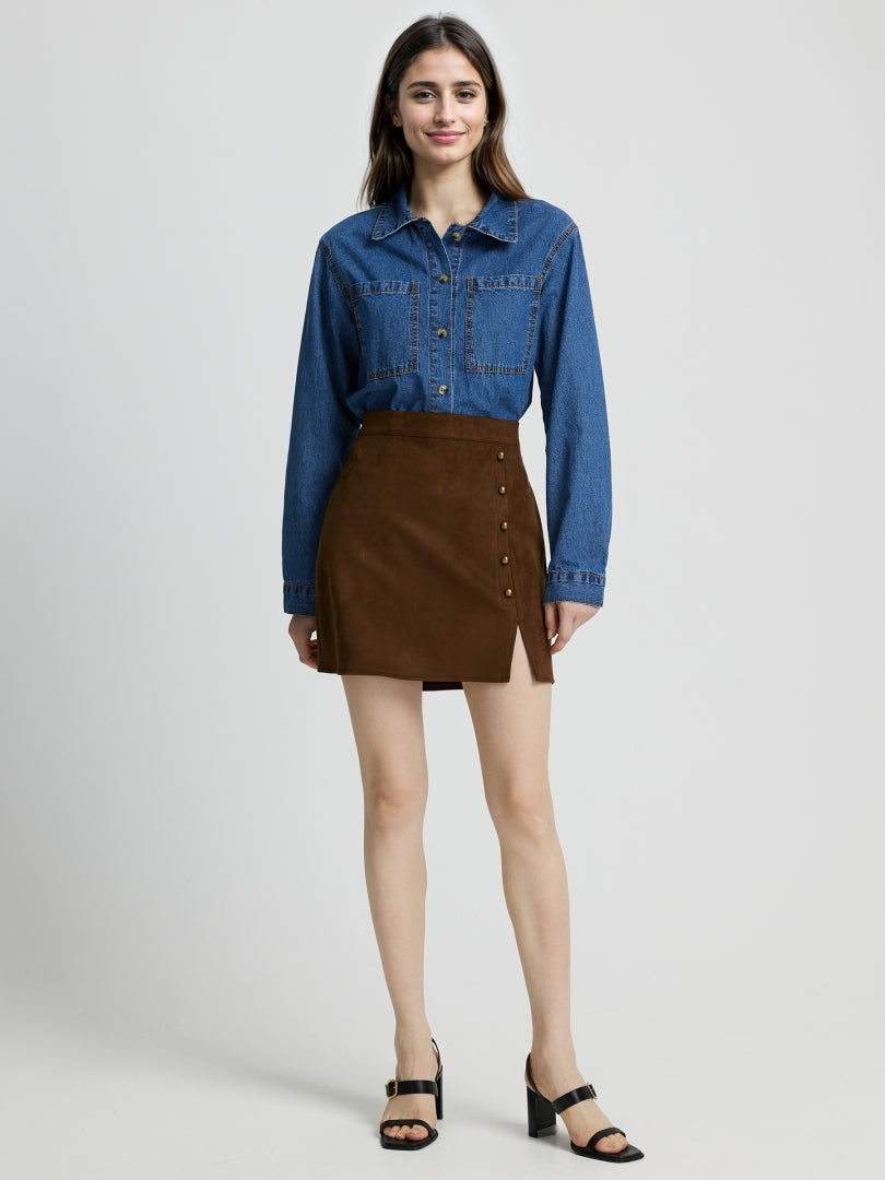Studded Suede Skirt 111865