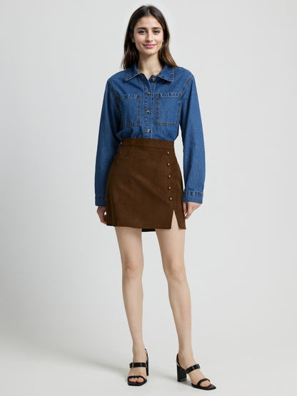 Studded Suede Skirt 111865