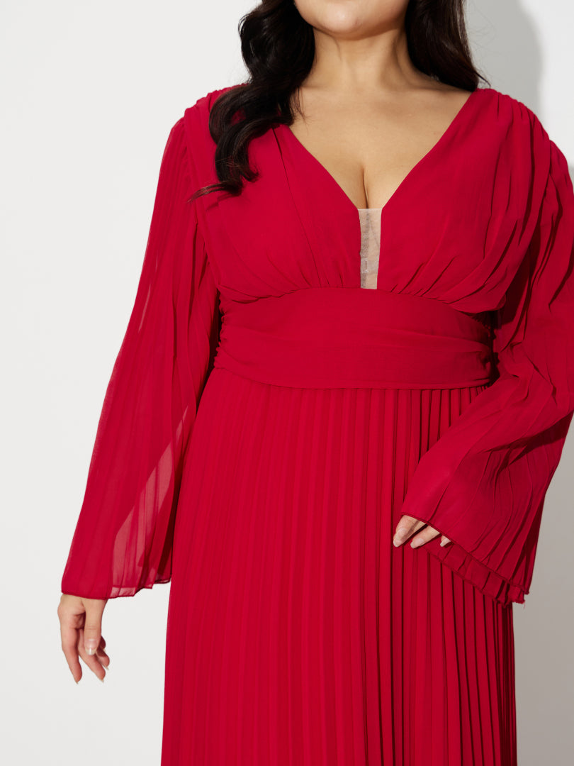 Plus Size Pleated Maxi Dress 121264