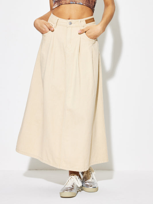 Draped Denim A-Line Skirt 1265742