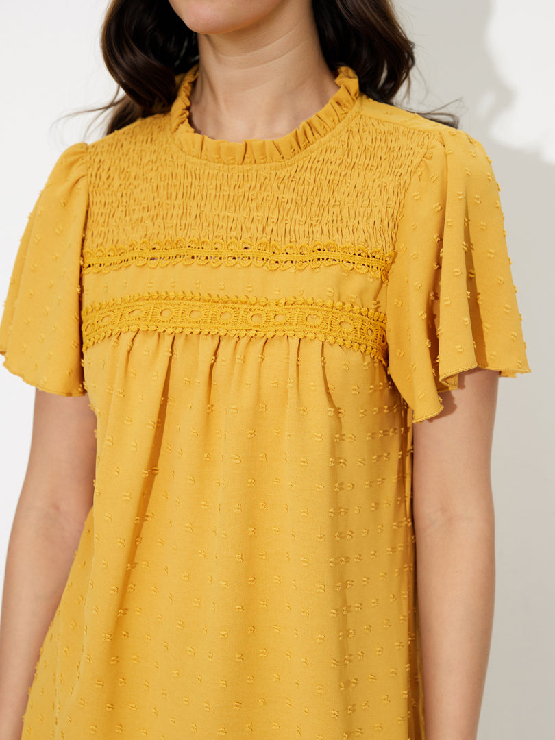 Lace Insert Dobby Top 120924