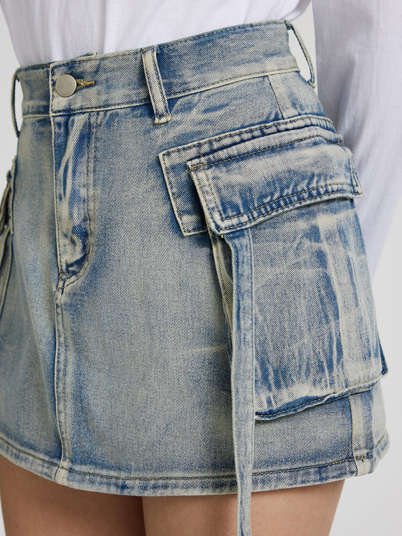Denim Cargo Skirt 116308