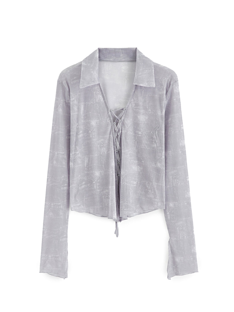Sheer Placket Blouse 1265082