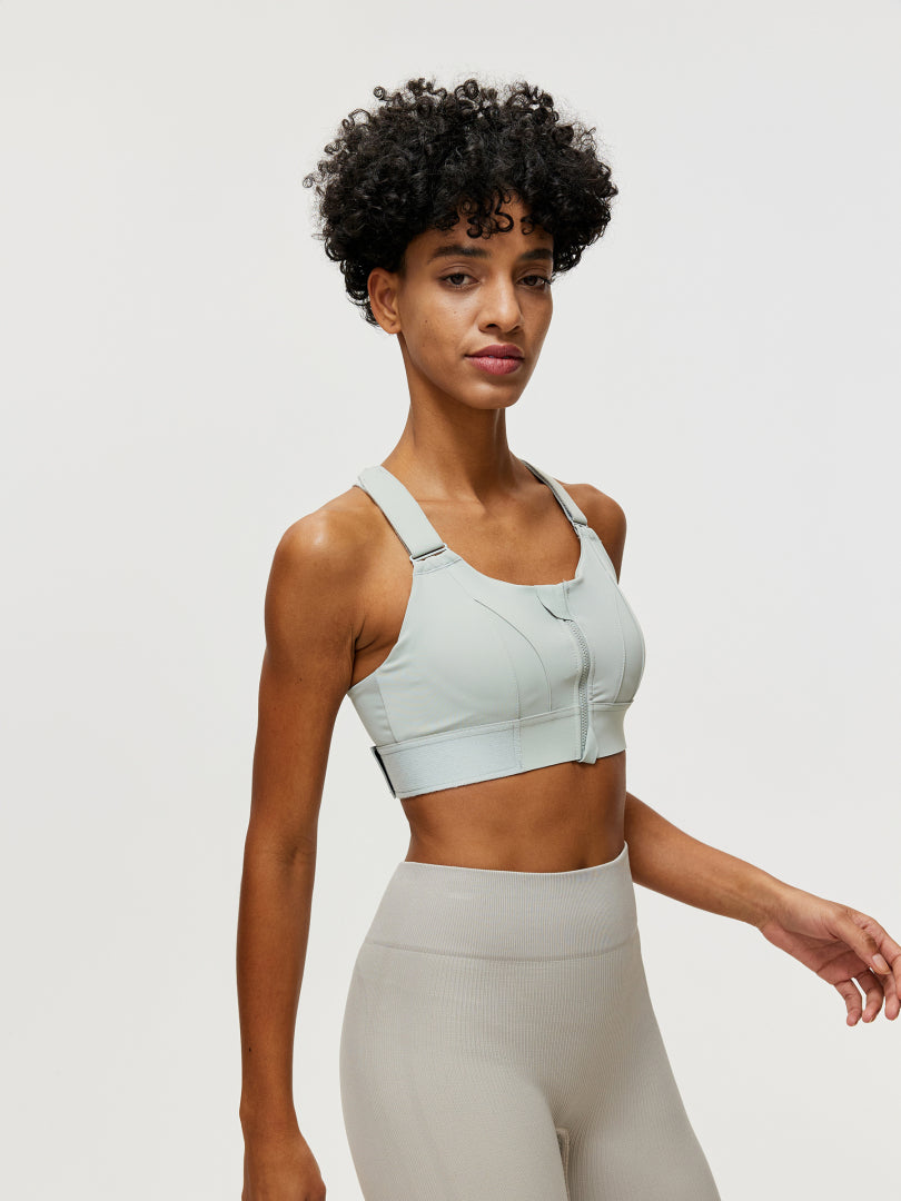 Zippered Criss Cross Back Sports Bra 106507