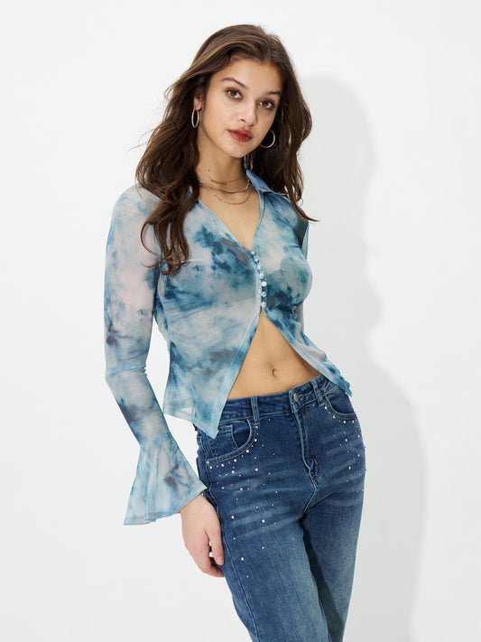 Ruffle Placket Blouse 1247872