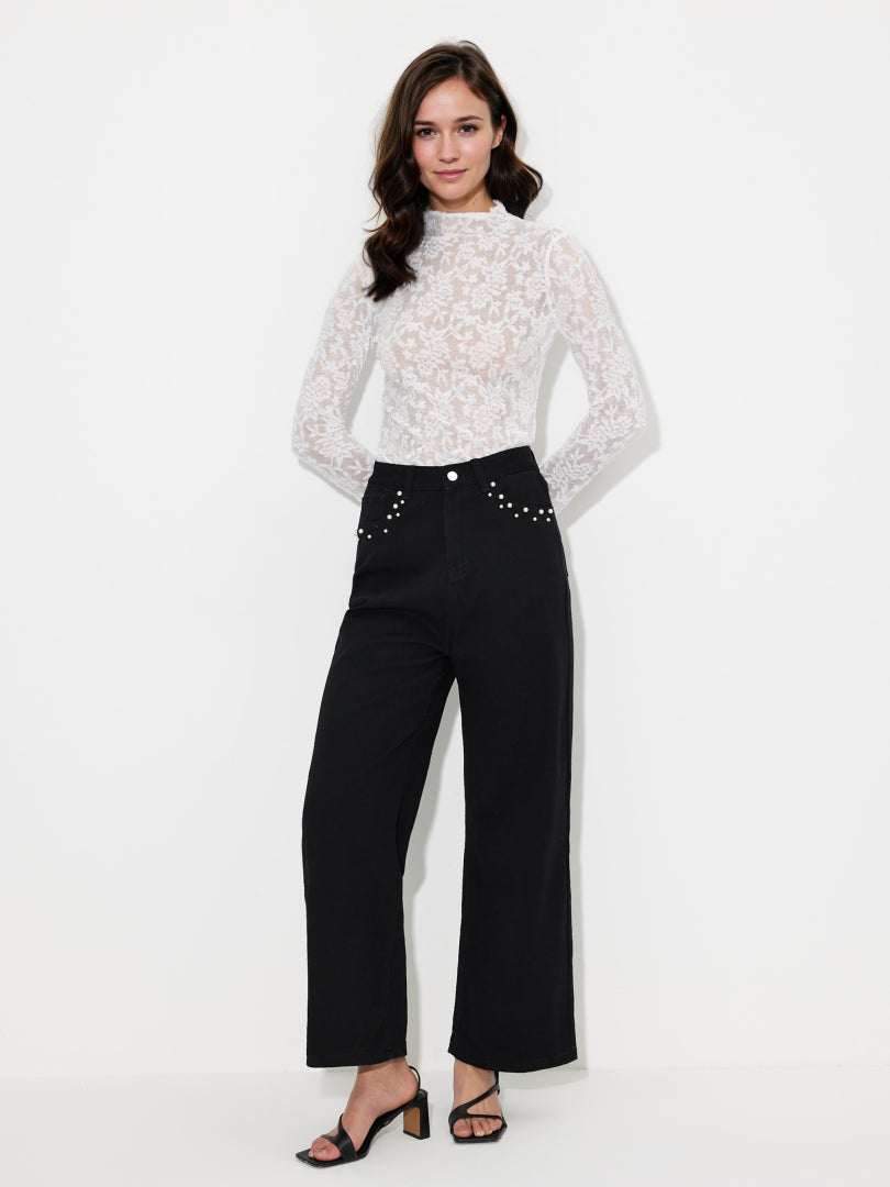 Beaded Straight Leg Jeans 119880