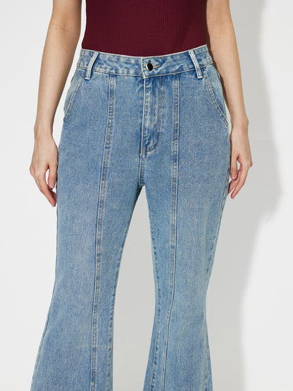 جينز بأرجل واسعة بدرزات 1253022