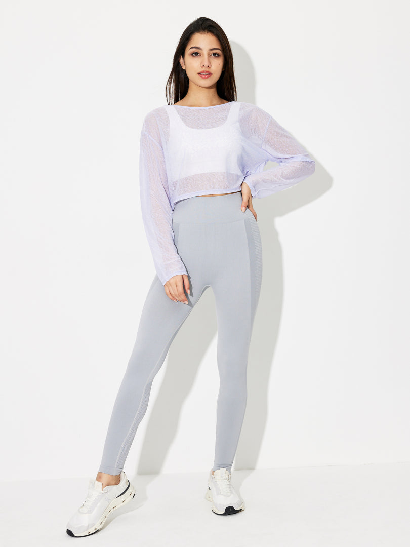 Textured Sheer Sports Crop T-Shirt 118842