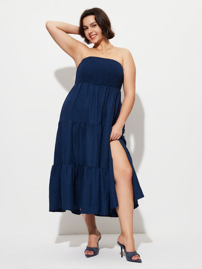 Plus Size Smocking A-Line Dress 1273322