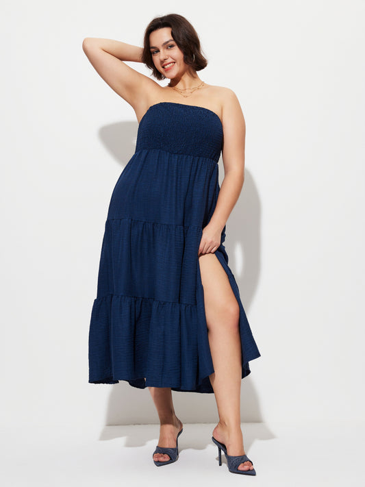 Plus Size Smocking A-Line Dress 1273322