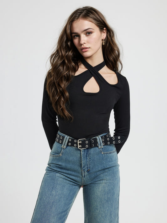 Cut Out Pullover T-Shirt 116256