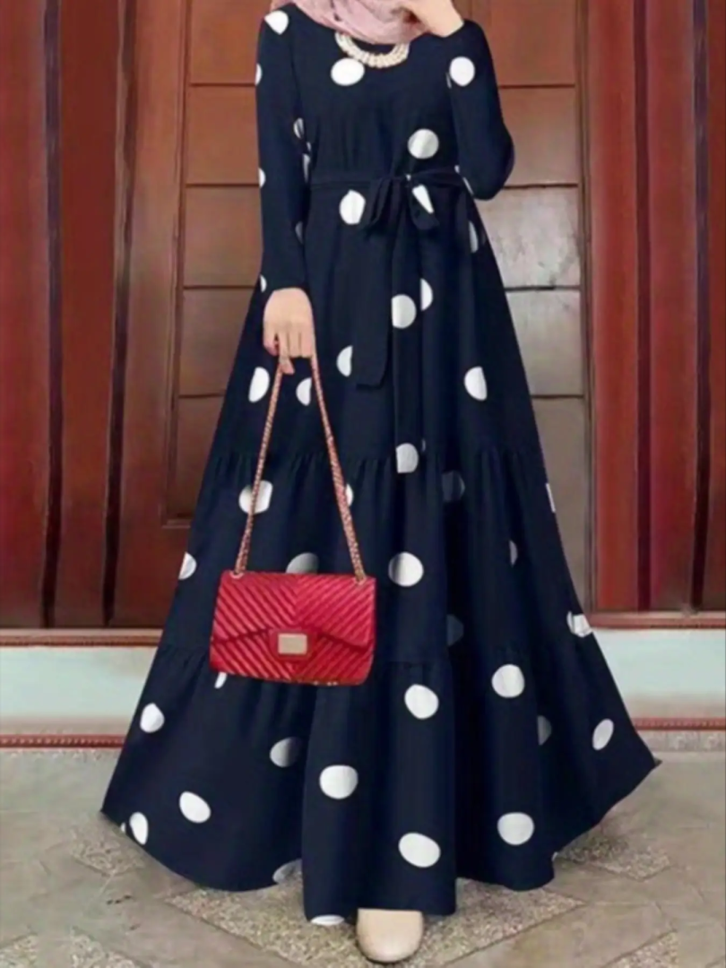 Tied Polka Dots Printed Dress 1291032