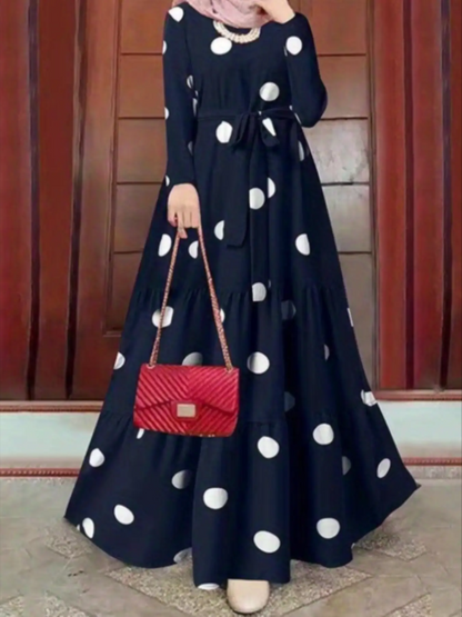 Tied Polka Dots Printed Dress 1291032