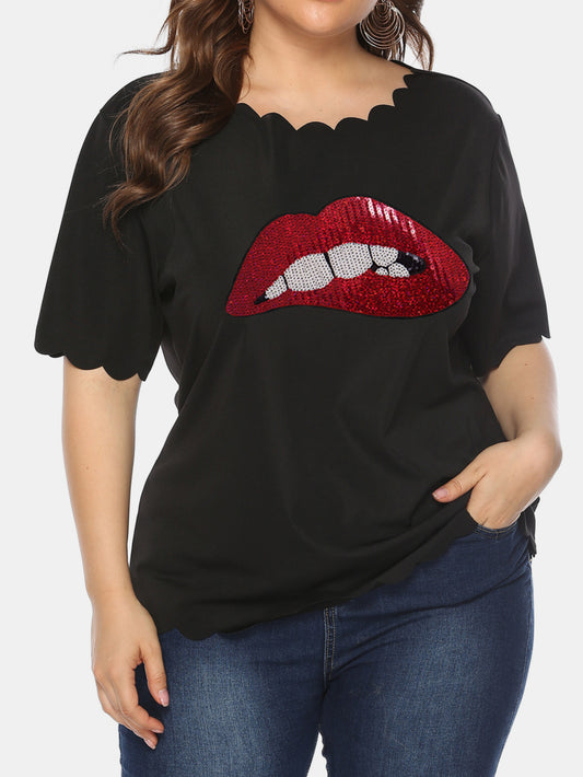 Plus Size Sequinned Pullover T-Shirt 1248972