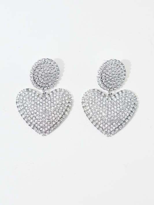 Embellished Heart Shape Drop Earrings 120511