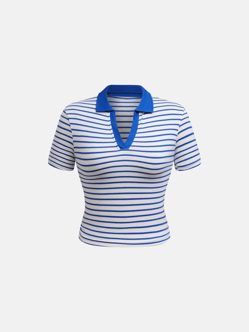 Color Block Half Placket T-Shirt 1264332