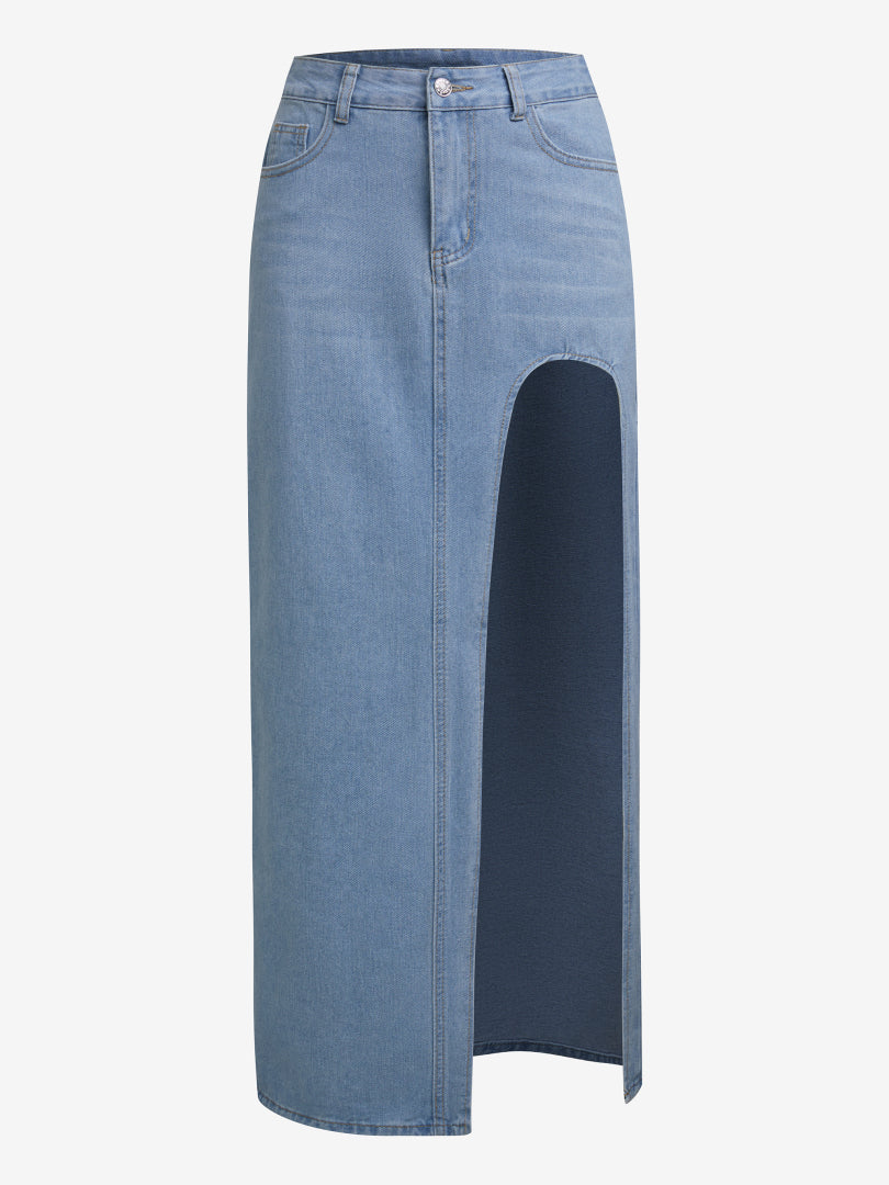 تنورة مستقيمة من الدنيم بشق 119204