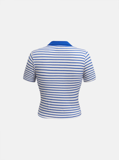 Color Block Half Placket T-Shirt 1264332