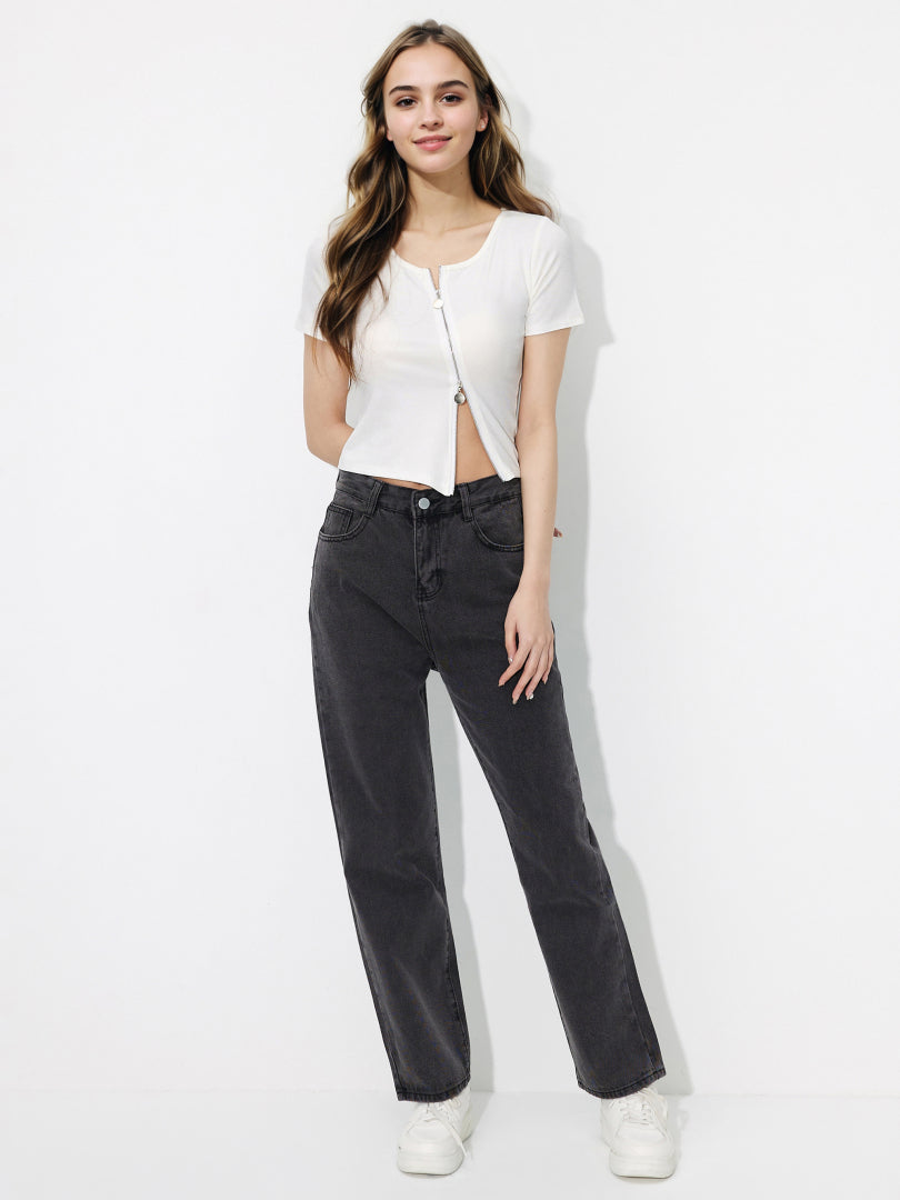 Zip Closure Crop Top 121330