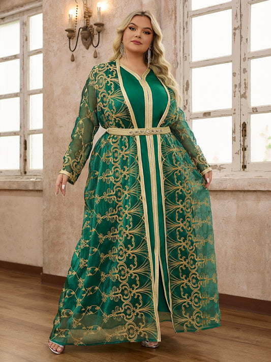 Plus Size Color Block Arabian Dresses 1288372