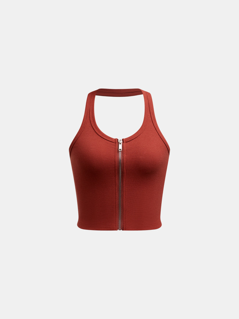 Zipper Halter Top 1265552