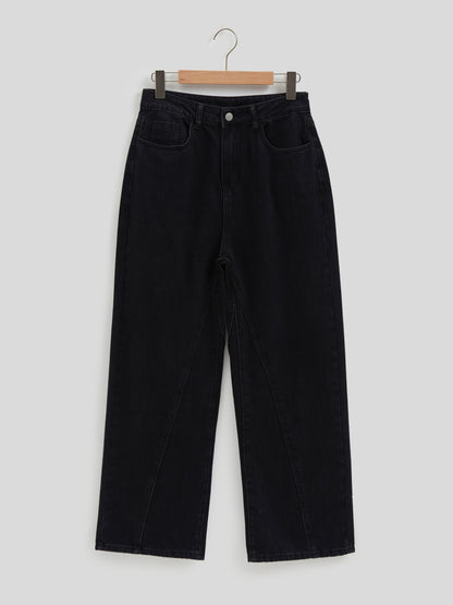 Patchwork Wide Leg Jeans 116095
