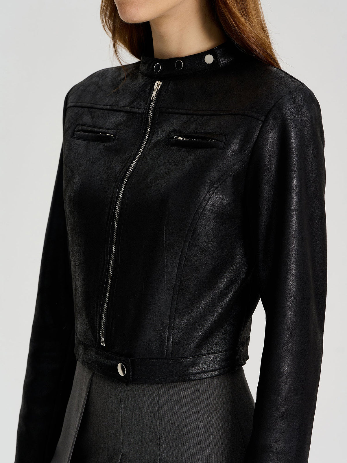 Pocket Faux Leather Jacket 113214