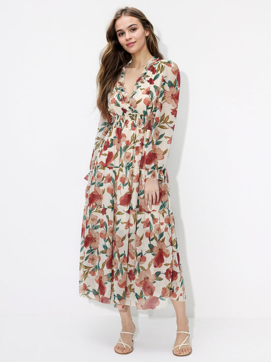 Printed Wrap Midi Dress 121388