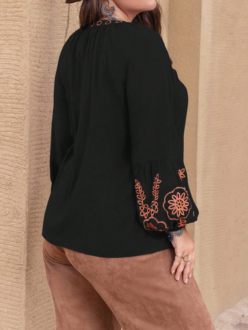 Plus Size Embroidered Plus Size Tops 1235192
