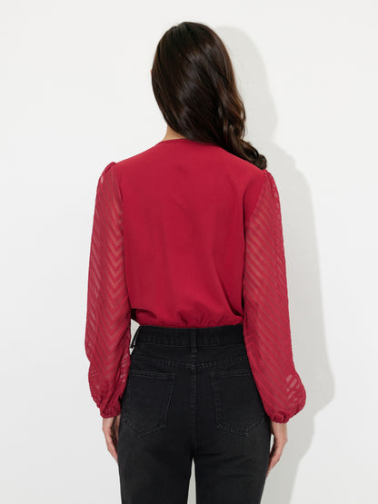 Pleated Wrap Bodysuit 121050