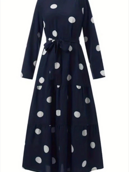 Tied Polka Dots Printed Dress 1291032