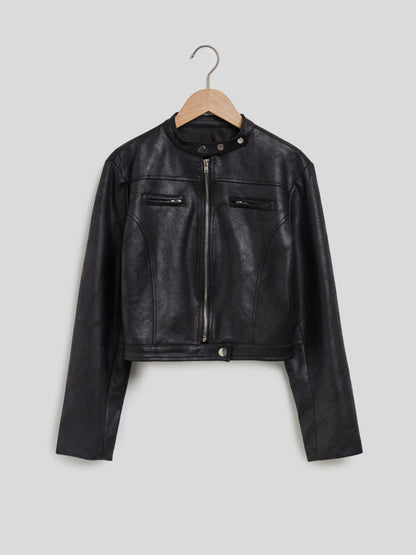 Pocket Faux Leather Jacket 113214
