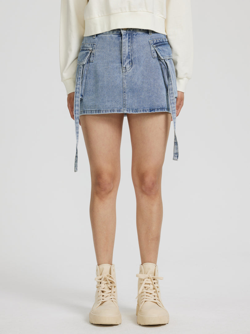 Denim Cargo Skirt 116308