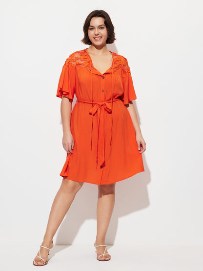 Plus Size Patchwork A-Line Dress 1279582