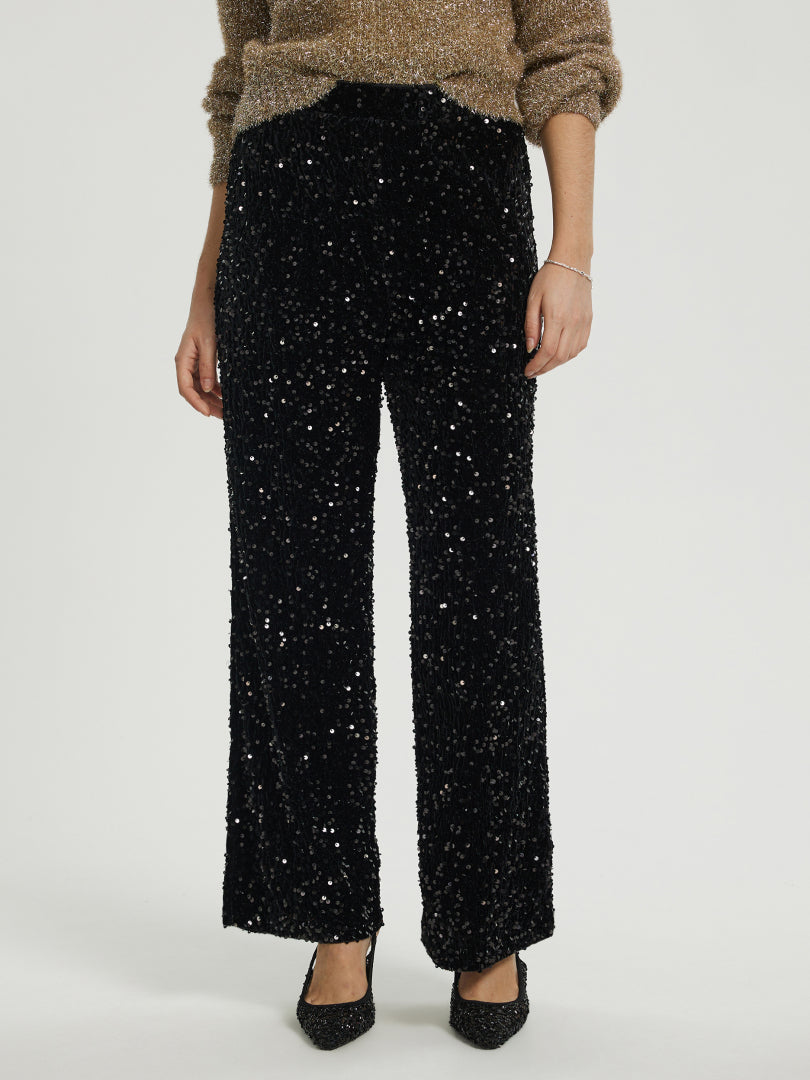 Sequinned Straight Leg Pants 115562